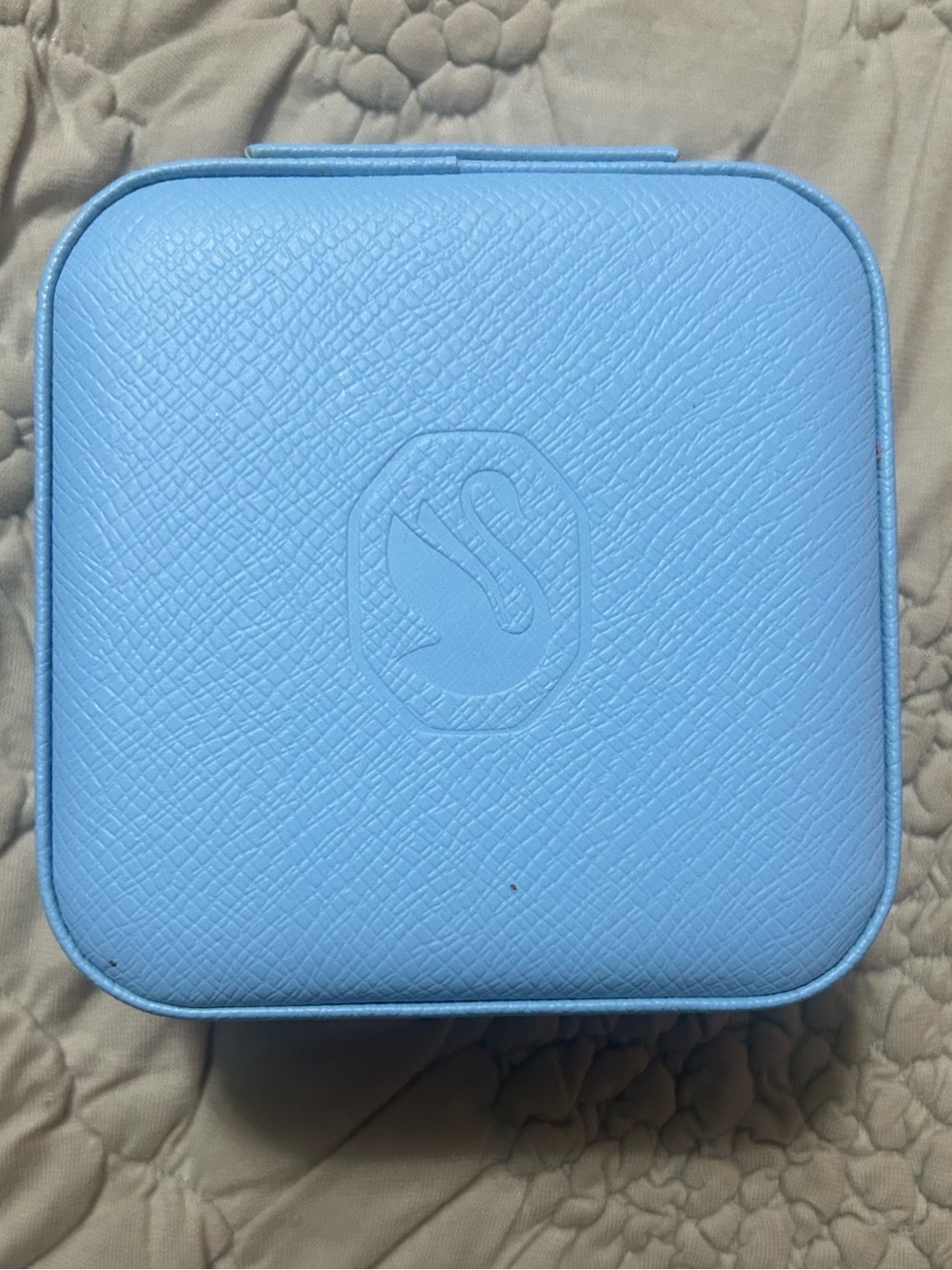 NEW Swarovski Blue Jewelry Travel Case with Embossed Logo